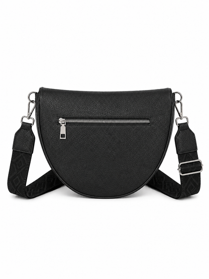 Grand sac banane femme noir effet paille Bandoulière large - Porte-monnaie inclus