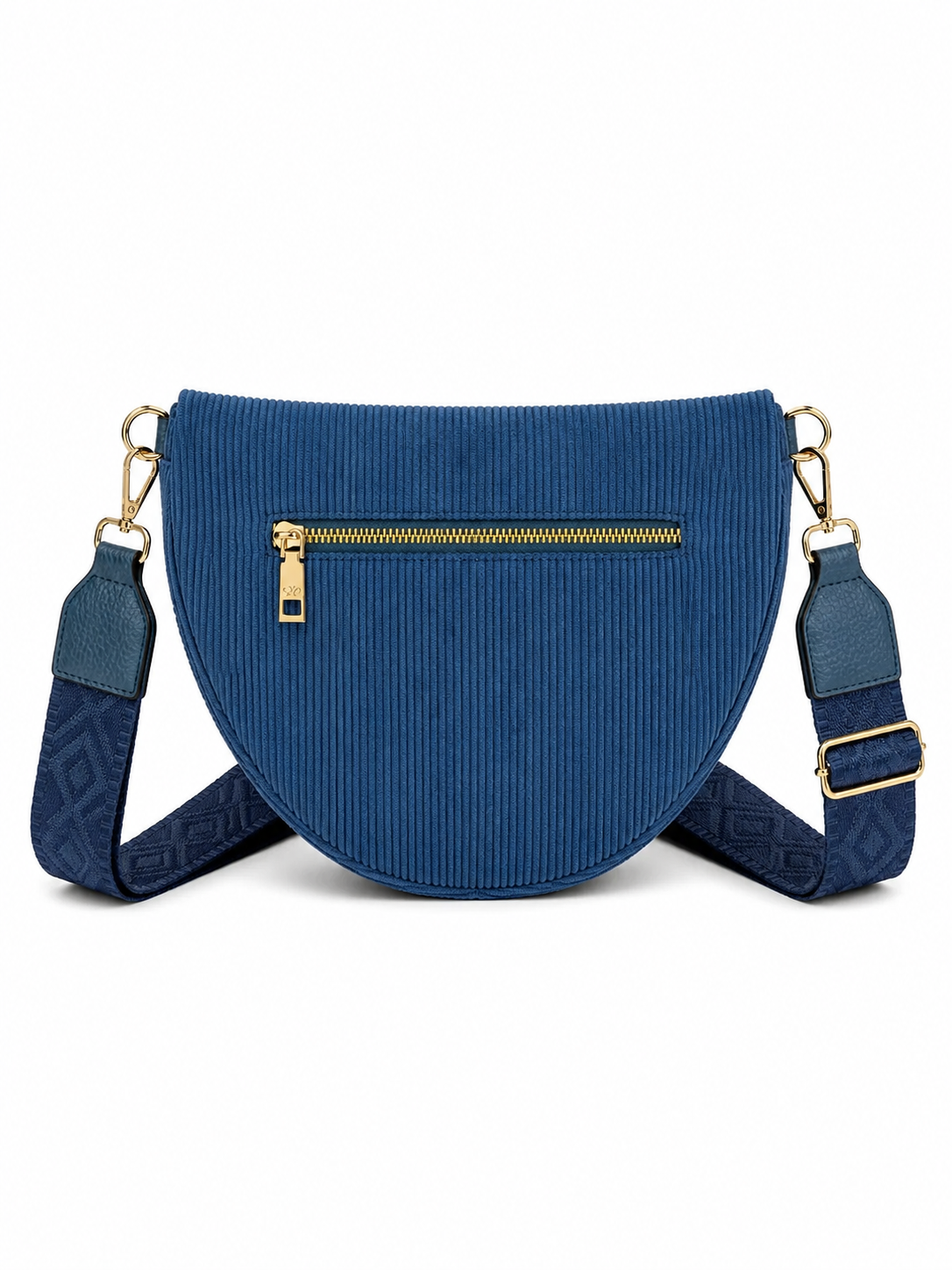 Grand sac banane femme velours côtelé bleu turquoise Bandoulière large - Porte-monnaie inclus