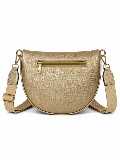 Grand sac banane femme Doré effet paille Bandoulière large