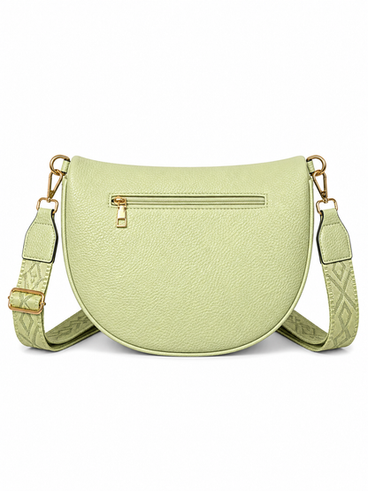 Grand sac banane femme vert effet paille Bandoulière large