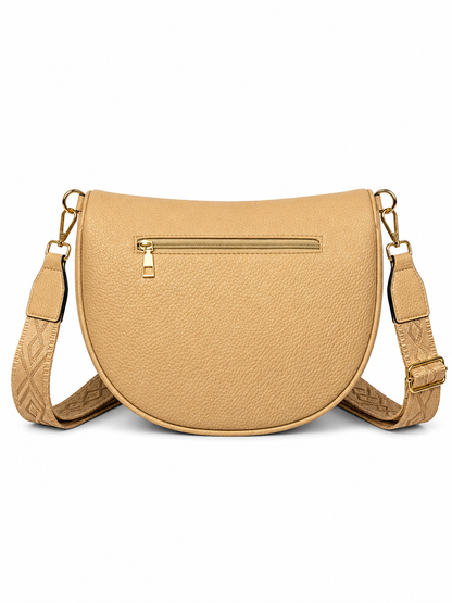 Grand sac banane femme Beige effet paille Bandoulière large