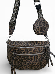 Grand sac banane léopard - Marron foncé - Cuir PU | B