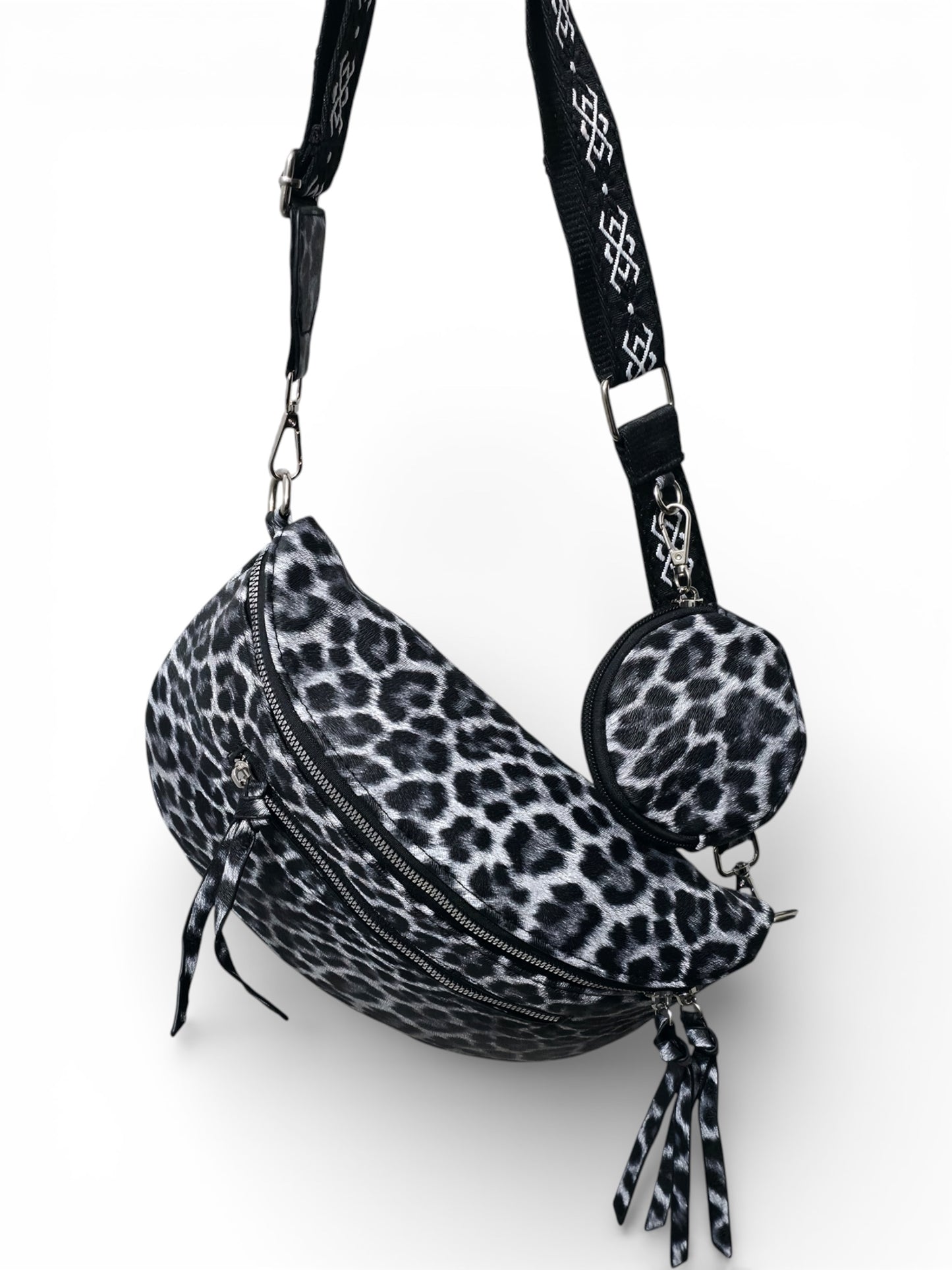 Grand sac banane léopard - Noir - Cuir PU |