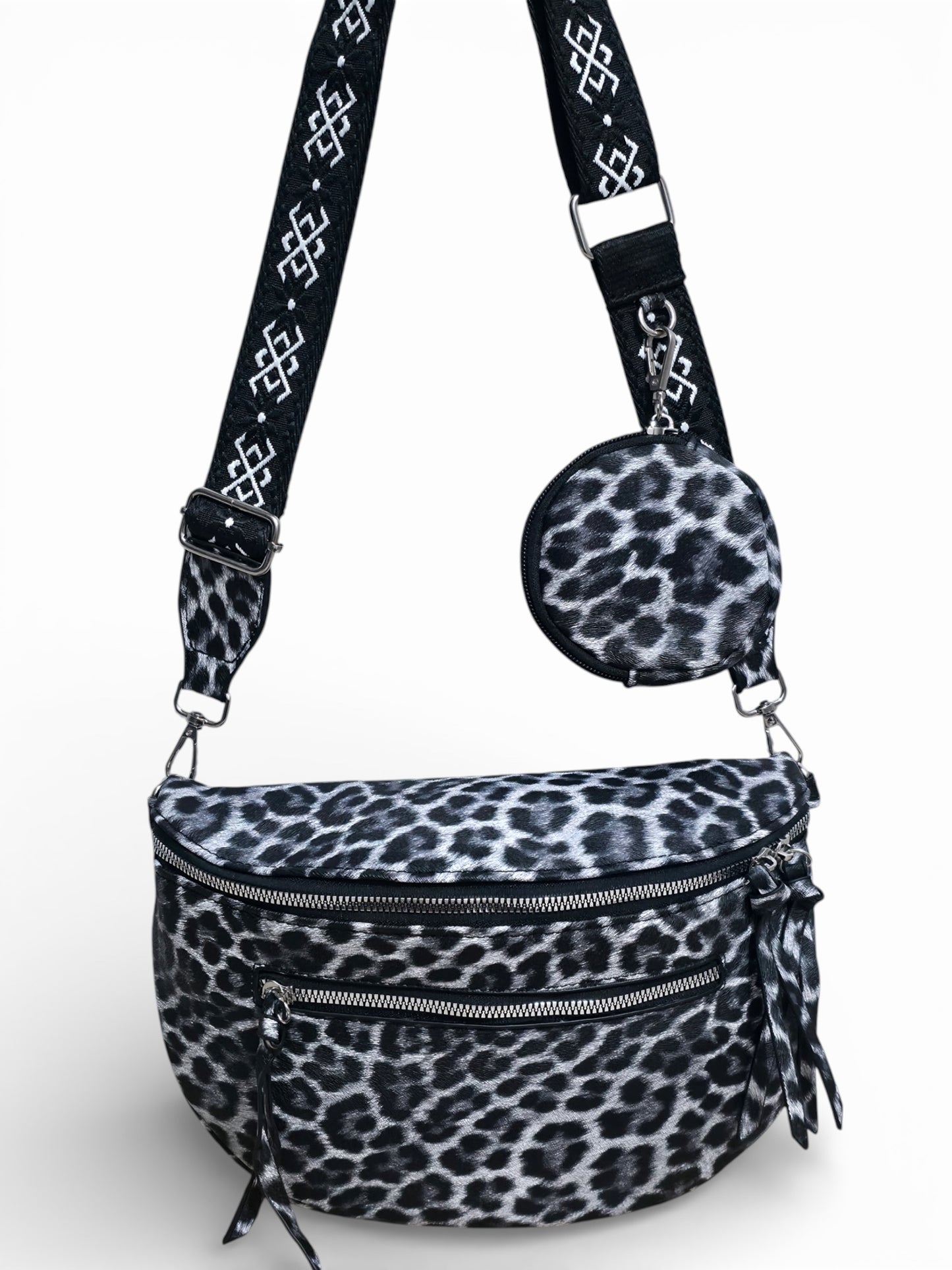 Grand sac banane léopard - Noir - Cuir PU |