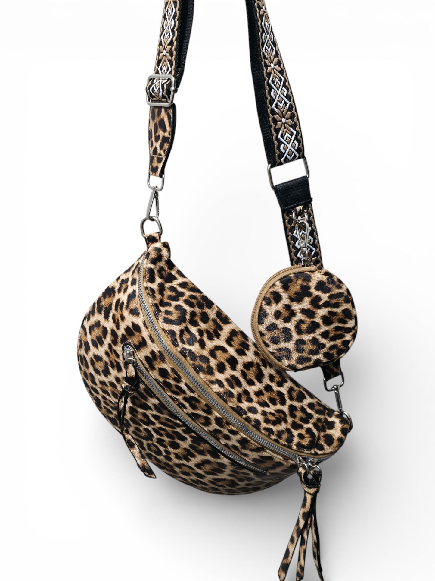 Grand sac banane léopard - Marron clair - Cuir PU | B