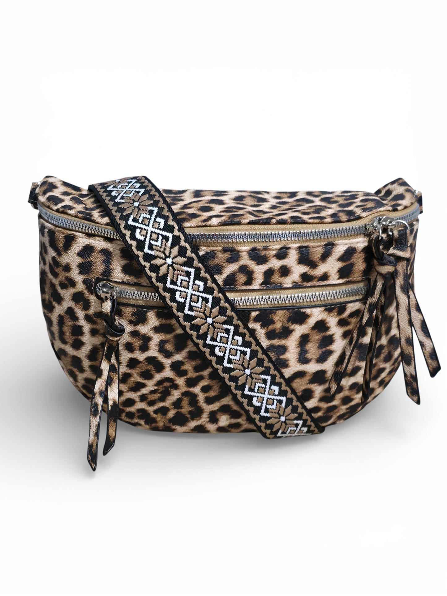 Grand sac banane léopard - Marron clair - Cuir PU | B