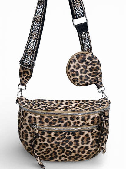 Grand sac banane léopard - Marron clair - Cuir PU | B